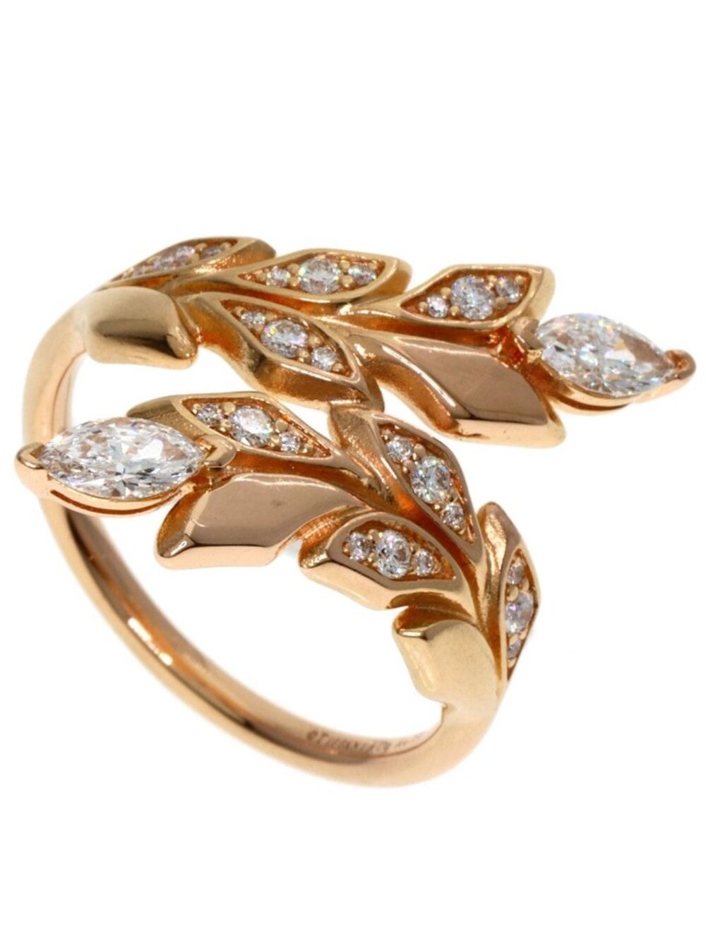 Tiffany & Co. Victoria Vine Bypass Diamond Ring 18K Pink Gold